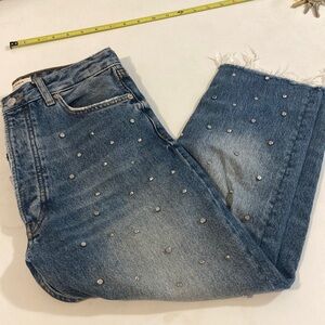 Zara studded cropped capri jeans